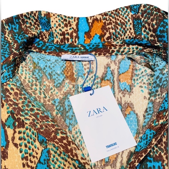 Zara Snake Print Midi Long Sleeve Dress Size Small NWT - Picture 10 of 12